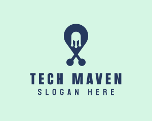 Tech Pin Location logo design