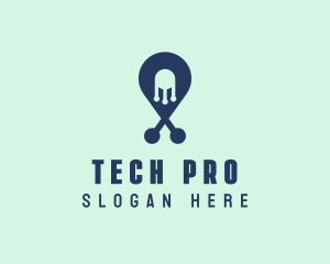 Tech Pin Location logo design