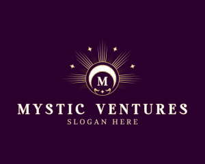 Sun Moon Crescent Mystical logo design