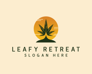 Weed Leaf Sunset logo design