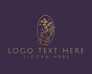 Luxury Gold Hand Plant logo