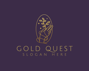 Luxury Gold Hand Plant logo design