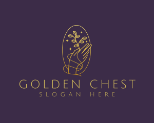 Luxury Gold Hand Plant logo design