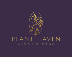 Luxury Gold Hand Plant logo design