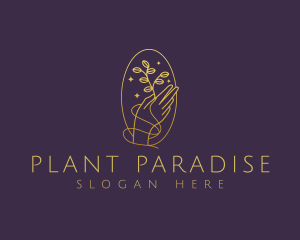 Luxury Gold Hand Plant logo design