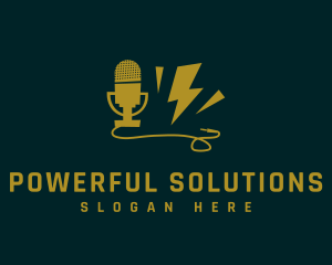 Power Podcast Microphone logo design