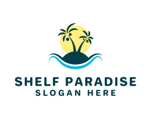 Beach Shore Sunset Waves logo design