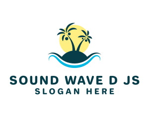 Beach Shore Sunset Waves logo design