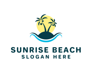 Beach Shore Sunset Waves logo design