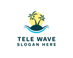 Beach Shore Sunset Waves logo design