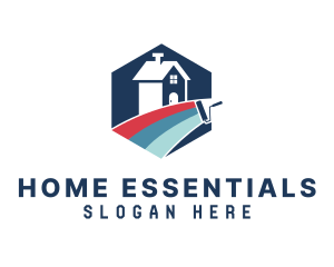 Hexagonal Home Paint Roller logo design