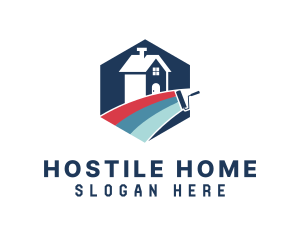 Hexagonal Home Paint Roller logo design