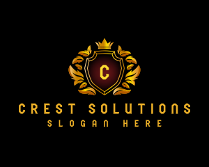 Crest Shield Crown logo design