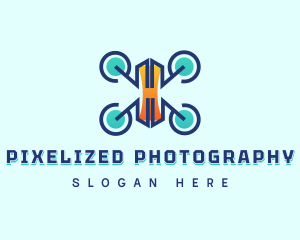 Modern Flying Drone logo design