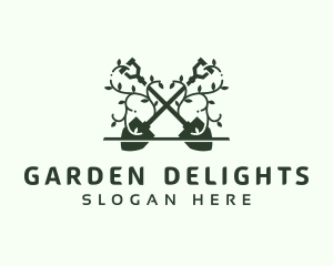 Plant  Shovel Garden logo design