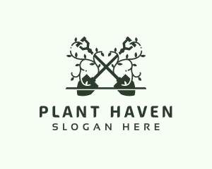 Plant  Shovel Garden logo design