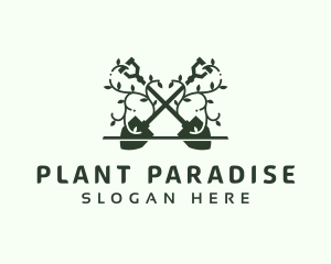 Plant  Shovel Garden logo design