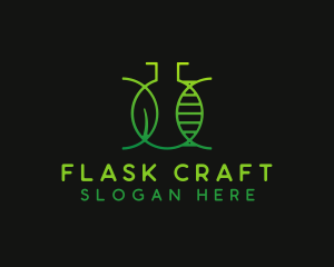 Biotech Science Leaf Flask logo design