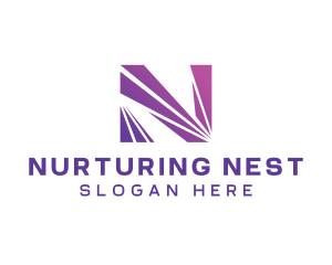 Modern Purple Letter N  logo design