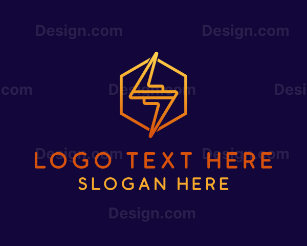 Hexagon Lightning Bolt Logo