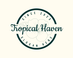 Tropical Hibiscus Flower logo design