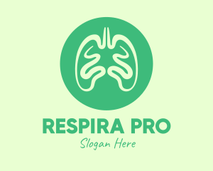 Green Respiratory Lungs logo design