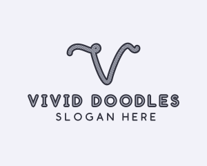 String Thread Tailoring Letter V logo design