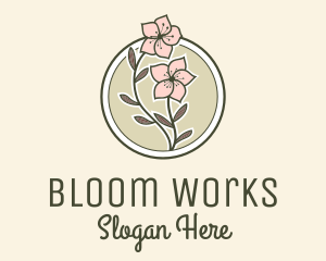 Sakura Flower Badge logo design