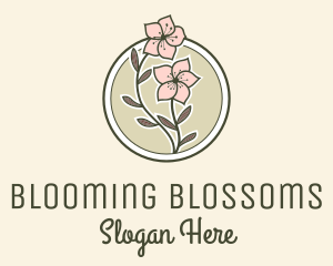 Sakura Flower Badge logo design