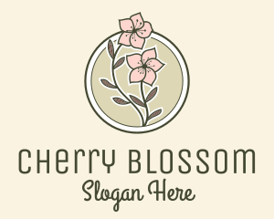 Sakura Flower Badge logo design