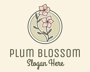 Sakura Flower Badge logo design