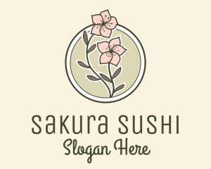 Sakura Flower Badge logo design