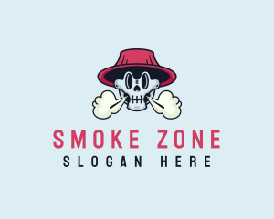 Skull Hat Smoke logo design