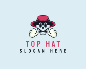 Skull Hat Smoke logo design