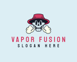 Skull Hat Smoke logo design