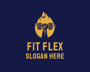 Flame Hand Dumbbell logo design