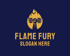 Flame Hand Dumbbell logo design