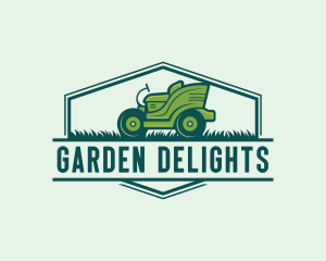 Ride-On Lawn Mower Grass logo design