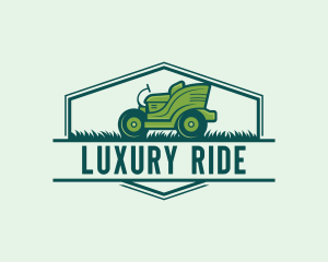 Ride-On Lawn Mower Grass logo design