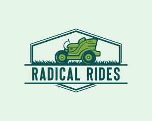 Ride-On Lawn Mower Grass logo design