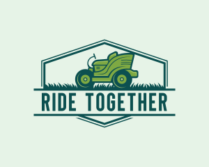 Ride-On Lawn Mower Grass logo design