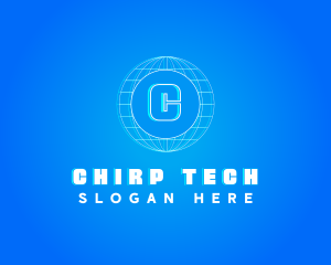 Globe Tech Glitch logo design