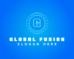 Globe Tech Glitch logo design