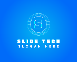 Globe Tech Glitch logo design