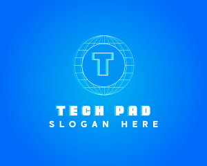 Globe Tech Glitch logo design