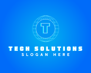 Globe Tech Glitch logo design