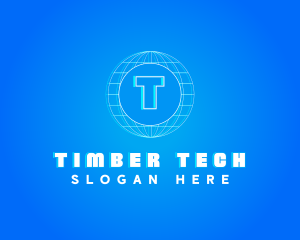 Globe Tech Glitch logo design