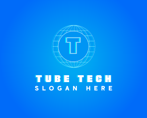 Globe Tech Glitch logo design