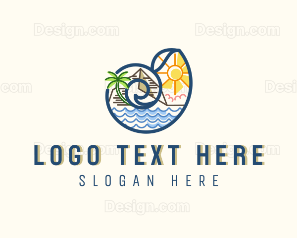 Beach Travel Resort Seashell Logo