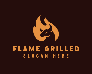 Flaming Barbecue Grill  logo design